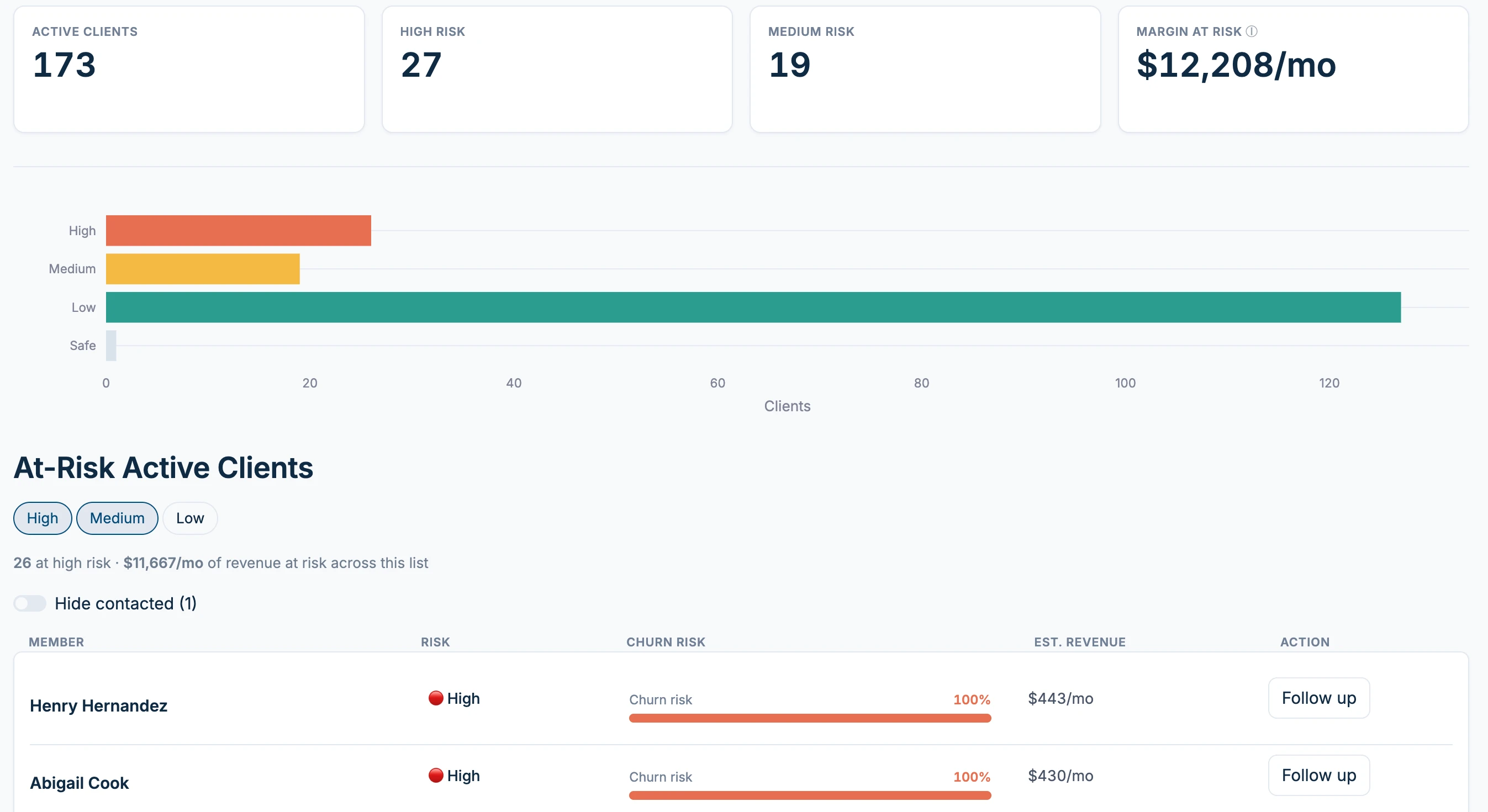 Studio Signal Client health tab